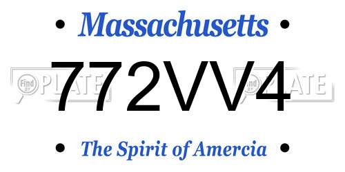 772VV4 Massachusetts License Plate