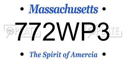 772WP3 Massachusetts License Plate