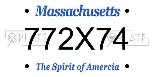 772X74 Massachusetts License Plate