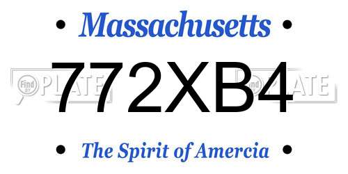 772XB4 Massachusetts License Plate