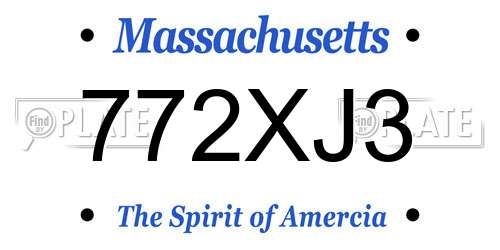 772XJ3 Massachusetts License Plate