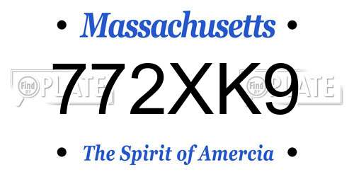772XK9 Massachusetts License Plate