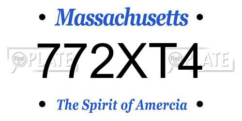 772XT4 Massachusetts License Plate