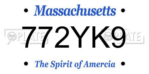 772YK9 Massachusetts License Plate