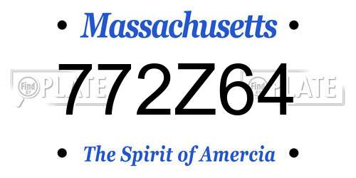 772Z64 Massachusetts License Plate