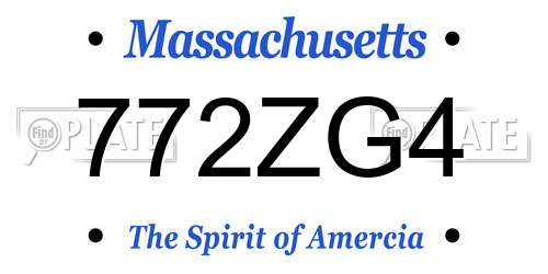 772ZG4 Massachusetts License Plate