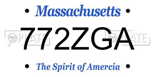 772ZGA Massachusetts License Plate