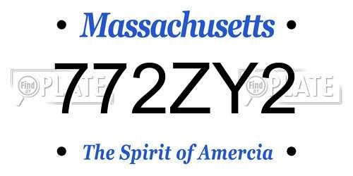 772ZY2 Massachusetts License Plate