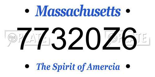 77320Z6 Massachusetts License Plate