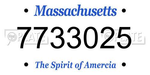 7733025 Massachusetts License Plate
