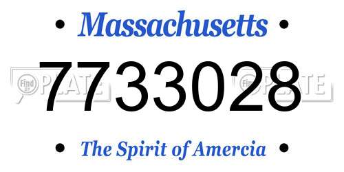7733028 Massachusetts License Plate