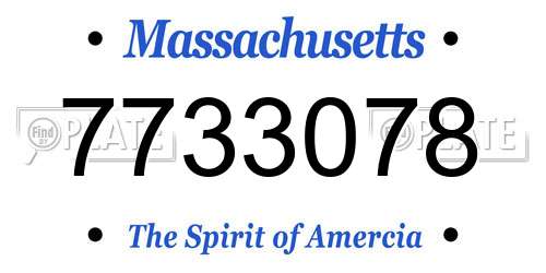 7733078 Massachusetts License Plate