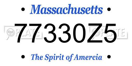 77330Z5 Massachusetts License Plate