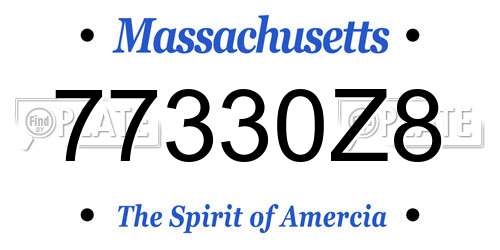77330Z8 Massachusetts License Plate