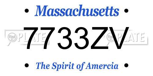 7733ZV Massachusetts License Plate