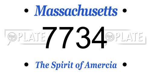 7734 Massachusetts License Plate