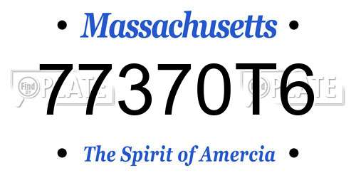 77370T6 Massachusetts License Plate