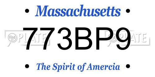 773BP9 Massachusetts License Plate