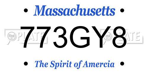 773GY8 Massachusetts License Plate