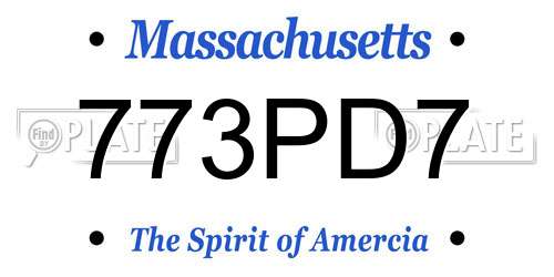 773PD7 Massachusetts License Plate