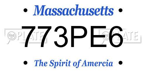 773PE6 Massachusetts License Plate