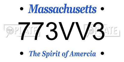 773VV3 Massachusetts License Plate