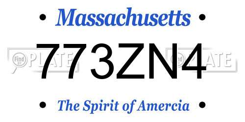 773ZN4 Massachusetts License Plate