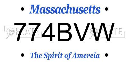 774BVW Massachusetts License Plate