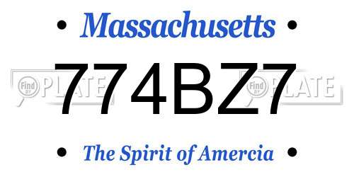 774BZ7 Massachusetts License Plate