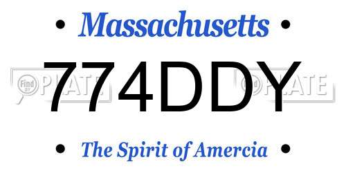 774DDY Massachusetts License Plate