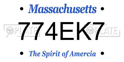 774EK7 Massachusetts License Plate