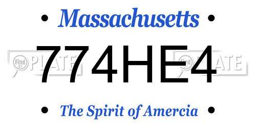 774HE4 Massachusetts License Plate