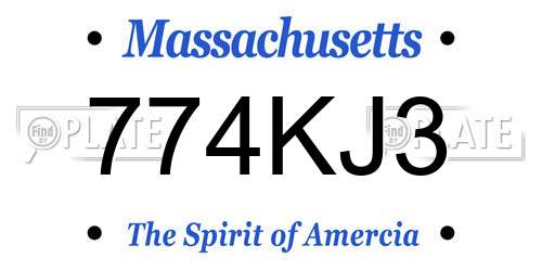 774KJ3 Massachusetts License Plate