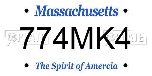 774MK4 Massachusetts License Plate