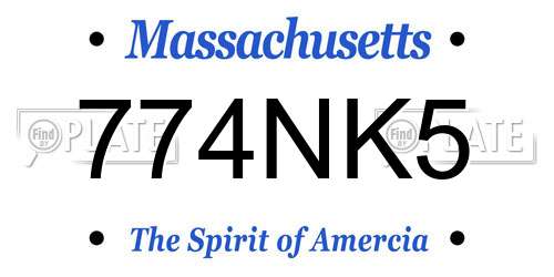 774NK5 Massachusetts License Plate