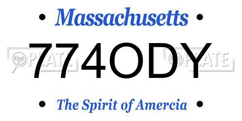 774ODY Massachusetts License Plate