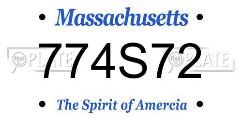 774S72 Massachusetts License Plate