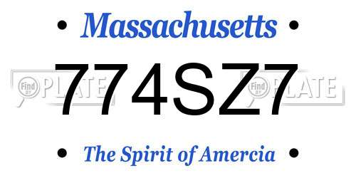 774SZ7 Massachusetts License Plate