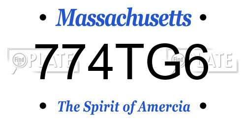 774TG6 Massachusetts License Plate