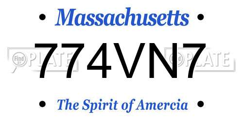 774VN7 Massachusetts License Plate