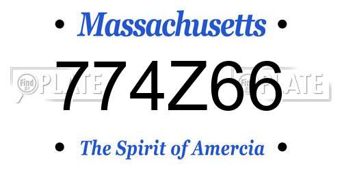 774Z66 Massachusetts License Plate