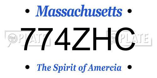 774ZHC Massachusetts License Plate