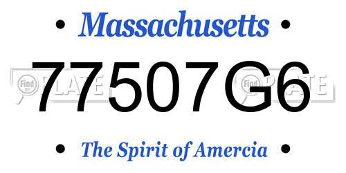 77507G6 Massachusetts License Plate
