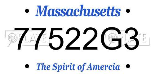 77522G3 Massachusetts License Plate