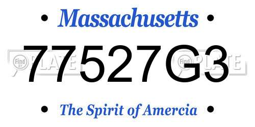 77527G3 Massachusetts License Plate