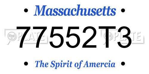 77552T3 Massachusetts License Plate