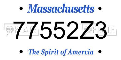 77552Z3 Massachusetts License Plate