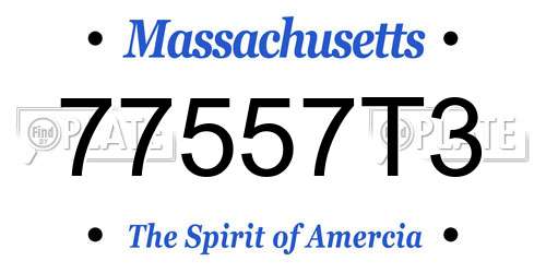 77557T3 Massachusetts License Plate