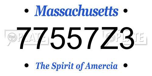 77557Z3 Massachusetts License Plate