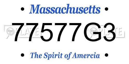 77577G3 Massachusetts License Plate